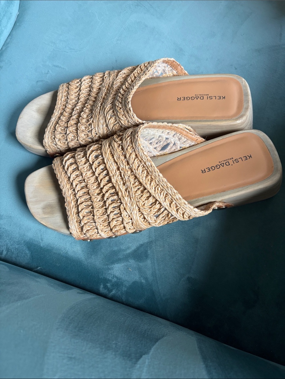 Kelsi Dagger Natural Braided Raffia Slide Mules - Picture 2 of 5